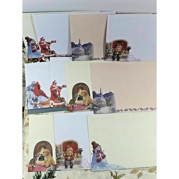 Set 11 Christmas Holiday Decorative Envelopes Santa Claus Sled Snowman Dog Cat - Picture 3 of 4